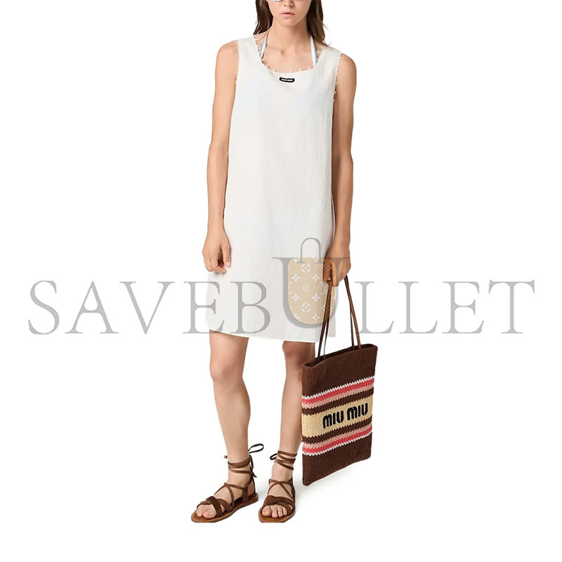 MIU MIU RAFFIA-EFFECT WOVEN TOTE BAG 5BG248 (41*32cm)